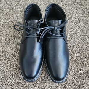 NEW London Fog Black Faux Leather Chukka Boots Men Size 9 1/2M Memory Foam